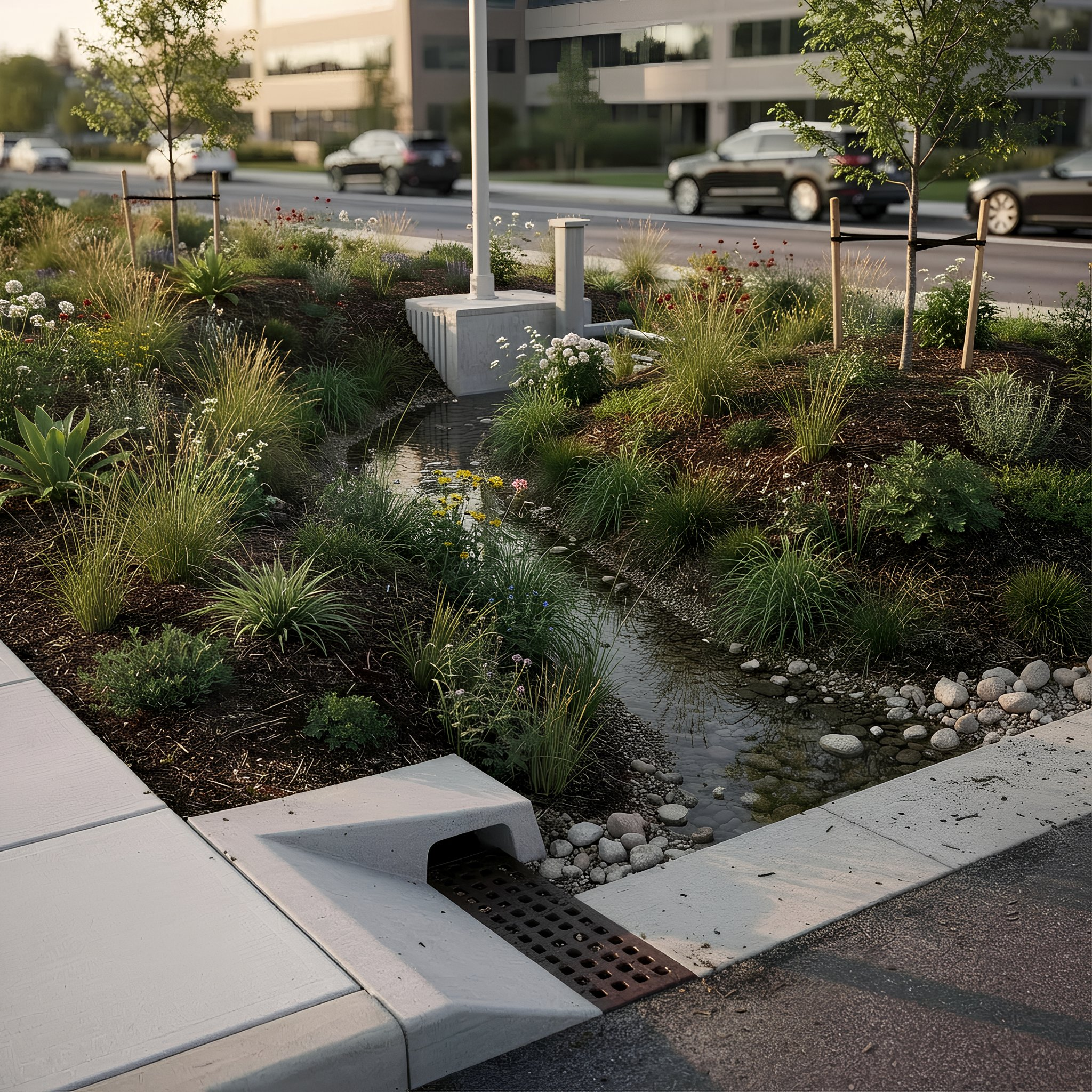Water bioretention basins
